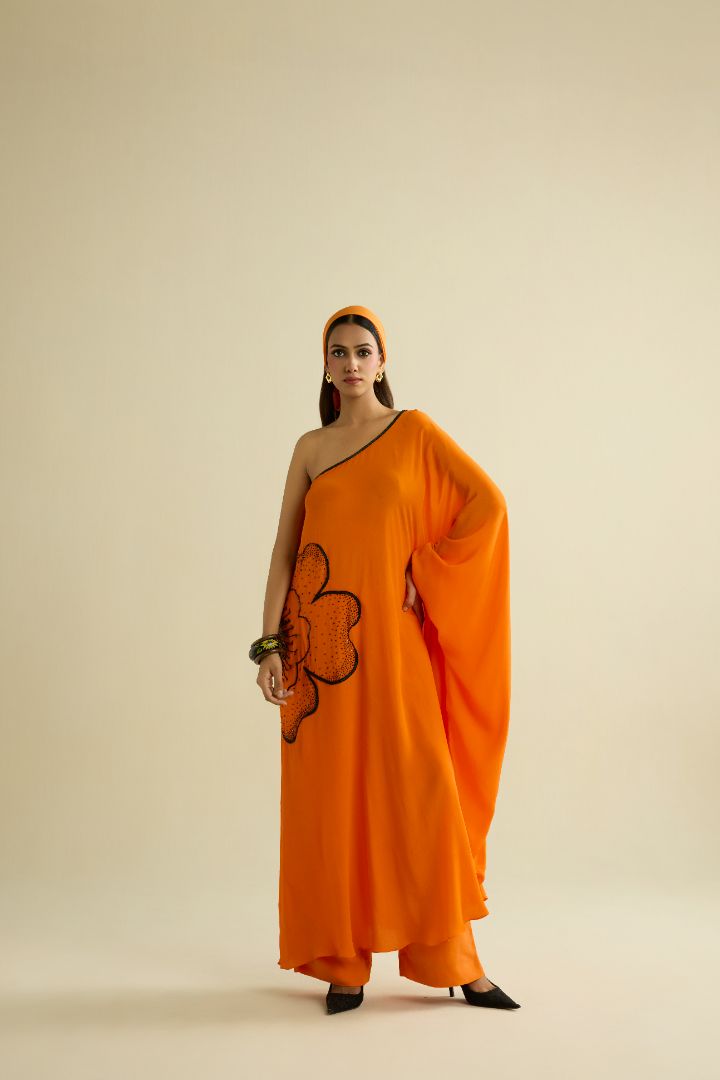 Orange hand embroidered co-ord set