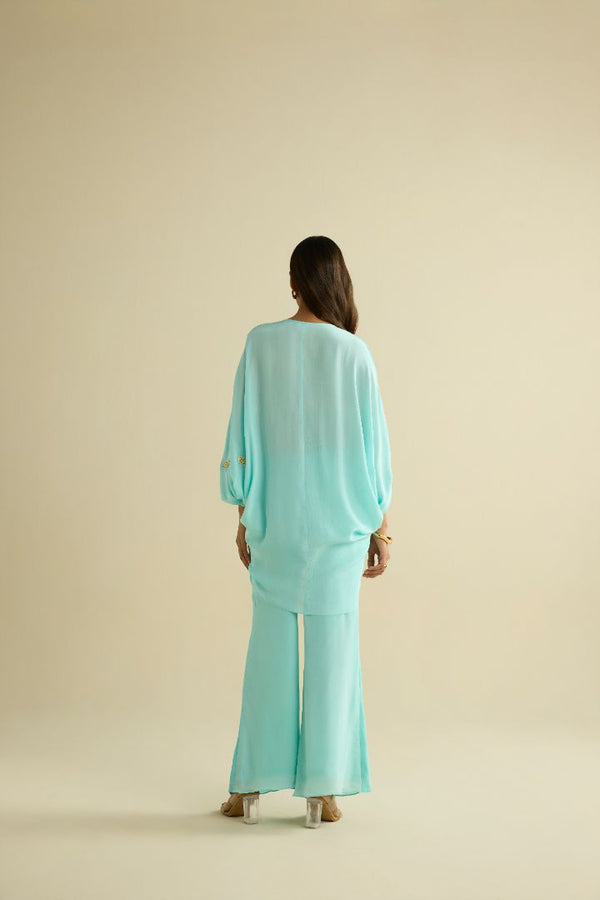 Blue hand embroidered co-ord set