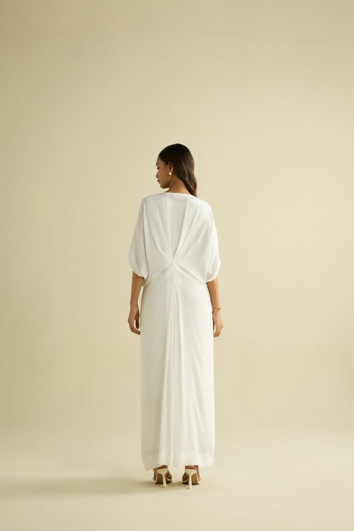 White hand embroidered kaftan
