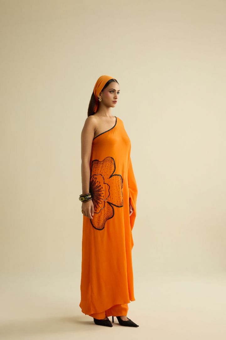 Orange hand embroidered co-ord set