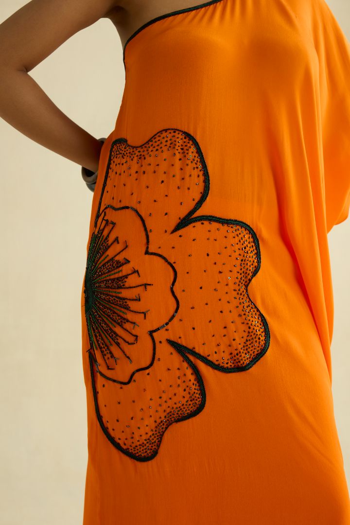 Orange hand embroidered co-ord set