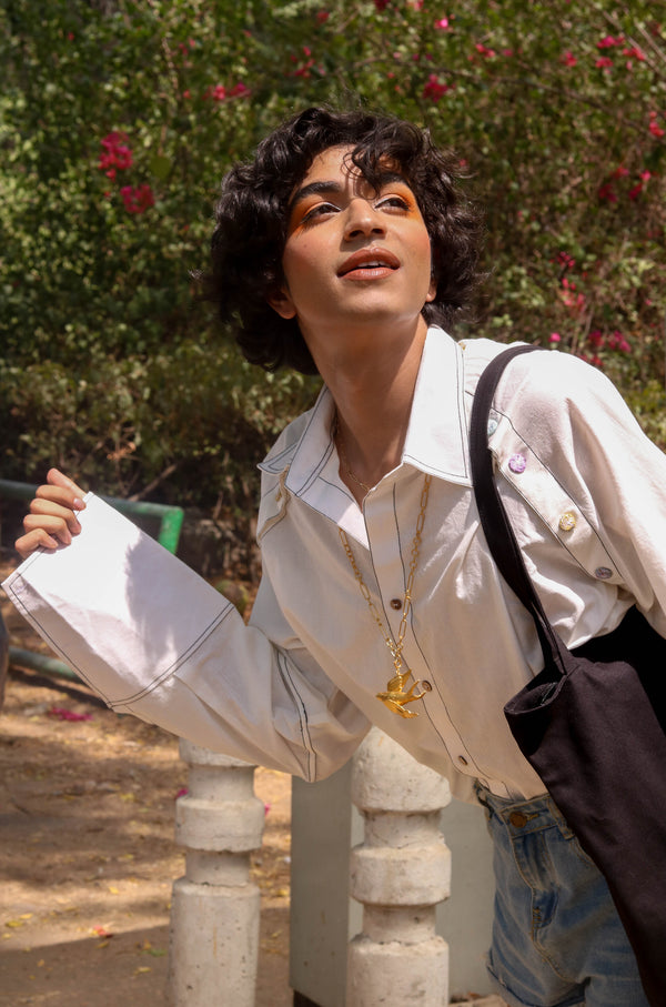 Buttoned up classic crisp white shirt