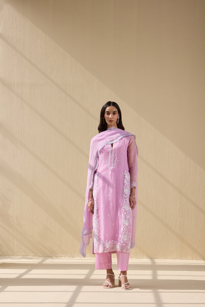 Pink Embroidered kurta set