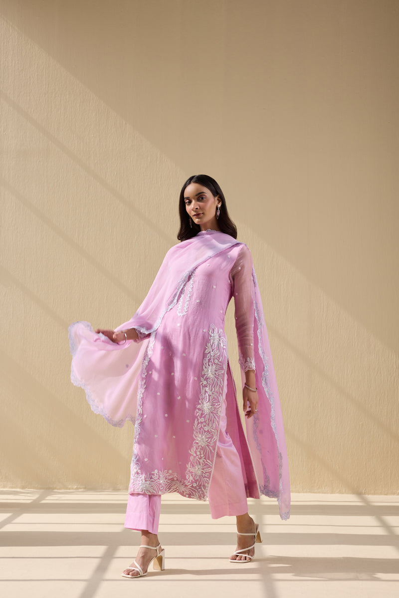 Pink Embroidered kurta set