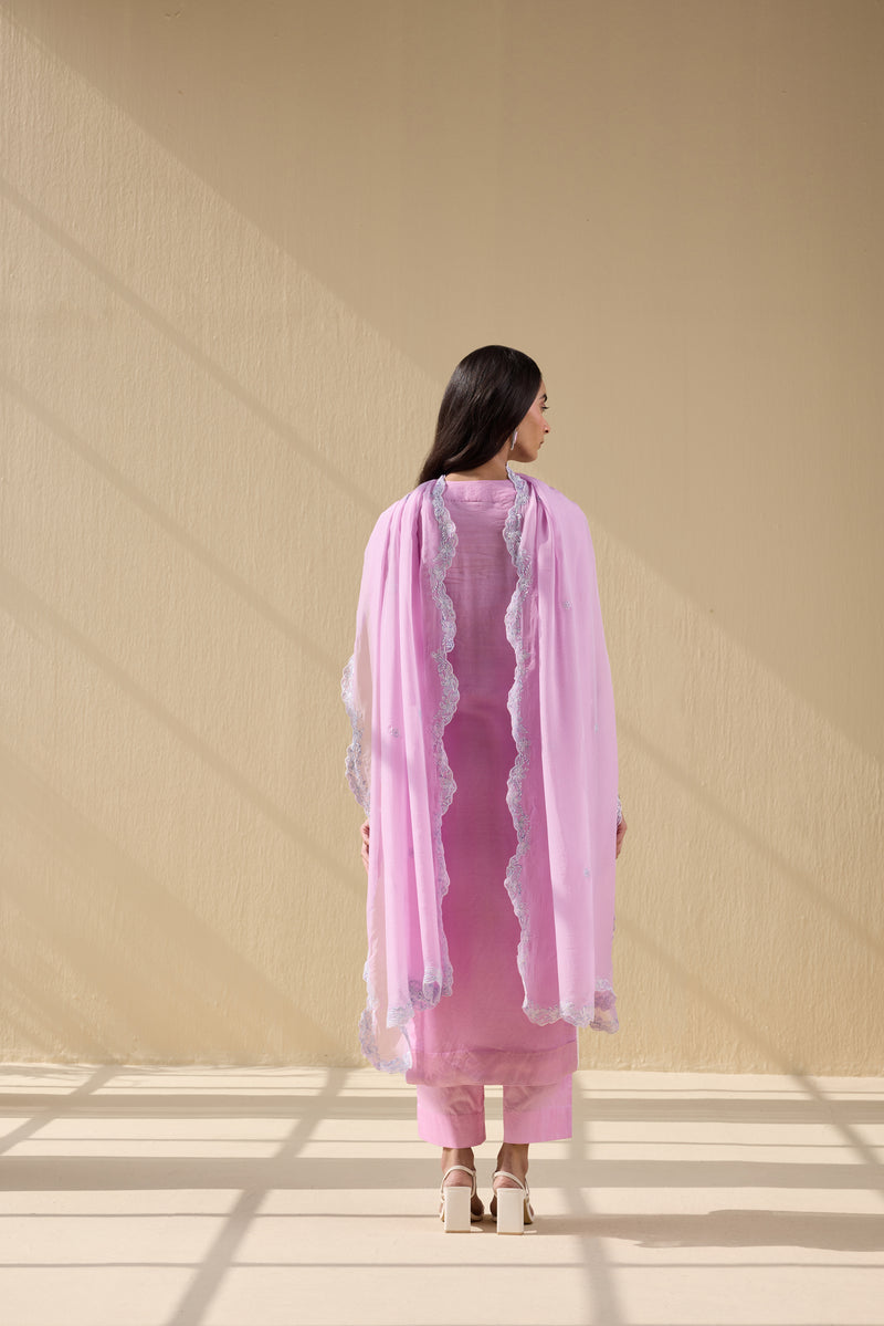 Pink Embroidered kurta set