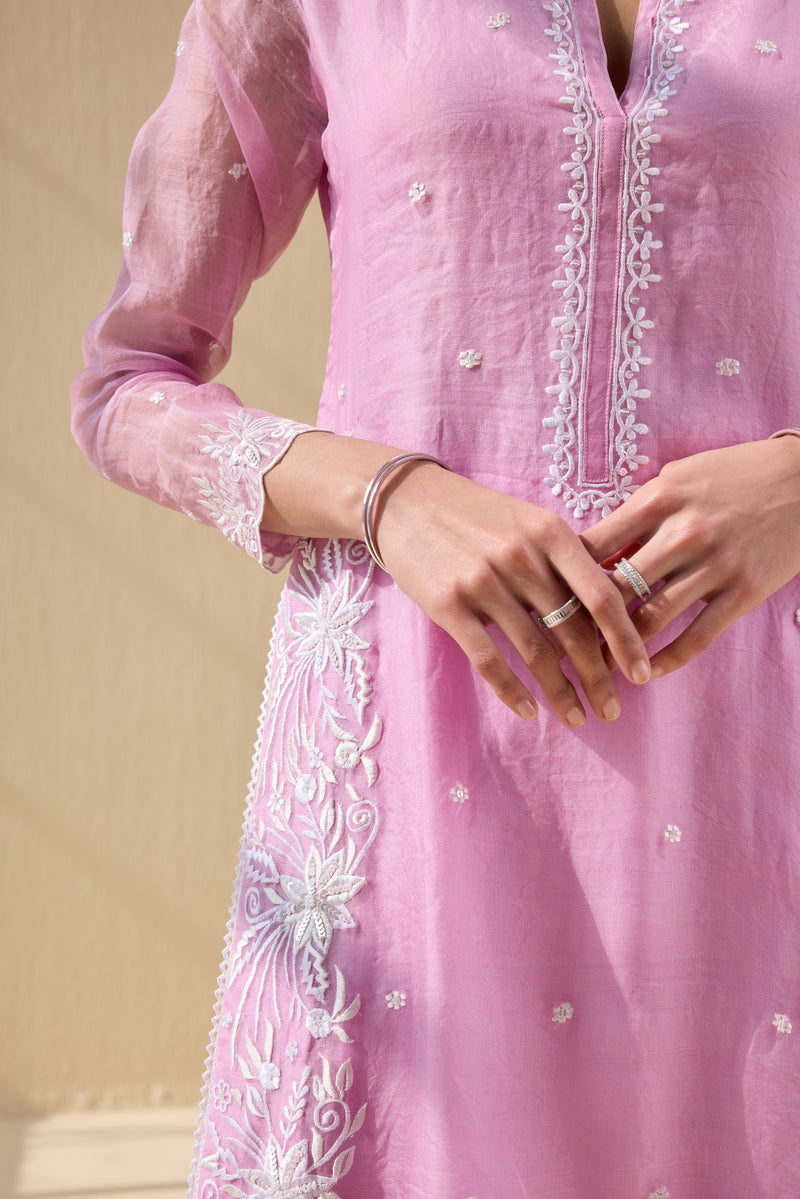 Pink Embroidered kurta set