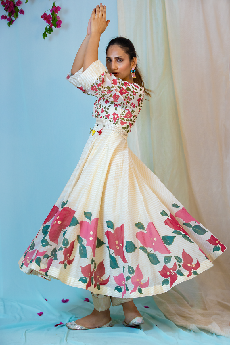 Freesia kurta with Printed Cigarette pants Co-ord set