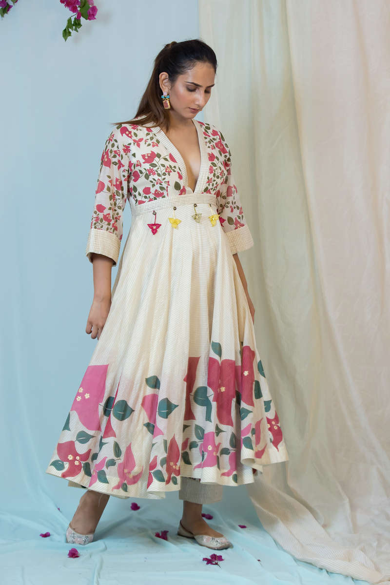 Freesia kurta with Printed Cigarette pants Co-ord set