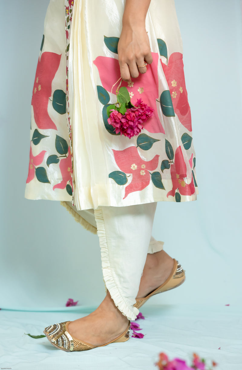 Silk printed placket Dress with Dhoti Pants set