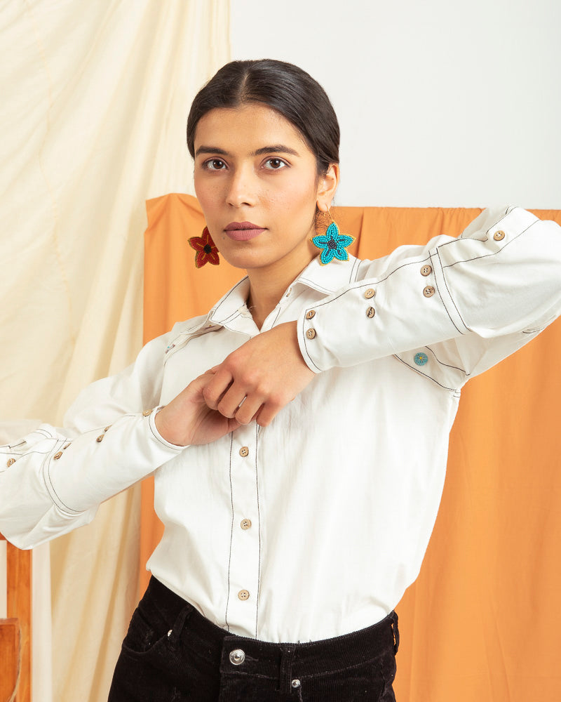 Buttoned up classic crisp white shirt
